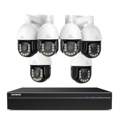 4K 8-Channel PoE Security NVR System with 6PCS 8MP 20X PTZ Camera, Auto Tracking, Two-Way Audio, Color Night Vision