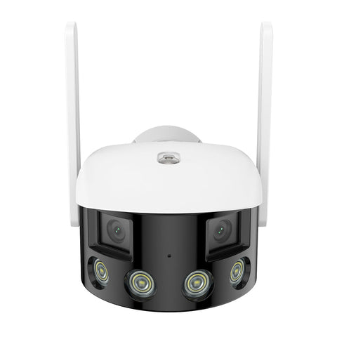 Pack of 2, WiFi Panoramic Outdoor Security Camera - Dual Lens, 2K 4MP, 180° Ultra Wide Angle, Color Night Vision, Human & Vehicle Smart Detection, Two-Way Audio, Works with Alexa & Google
