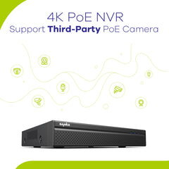 4K 8-Channel PoE Security Camera System, 8MP 10CH NVR 4 3MP Bullet CCTV IP Cameras, Audio Recording, Motion Detection