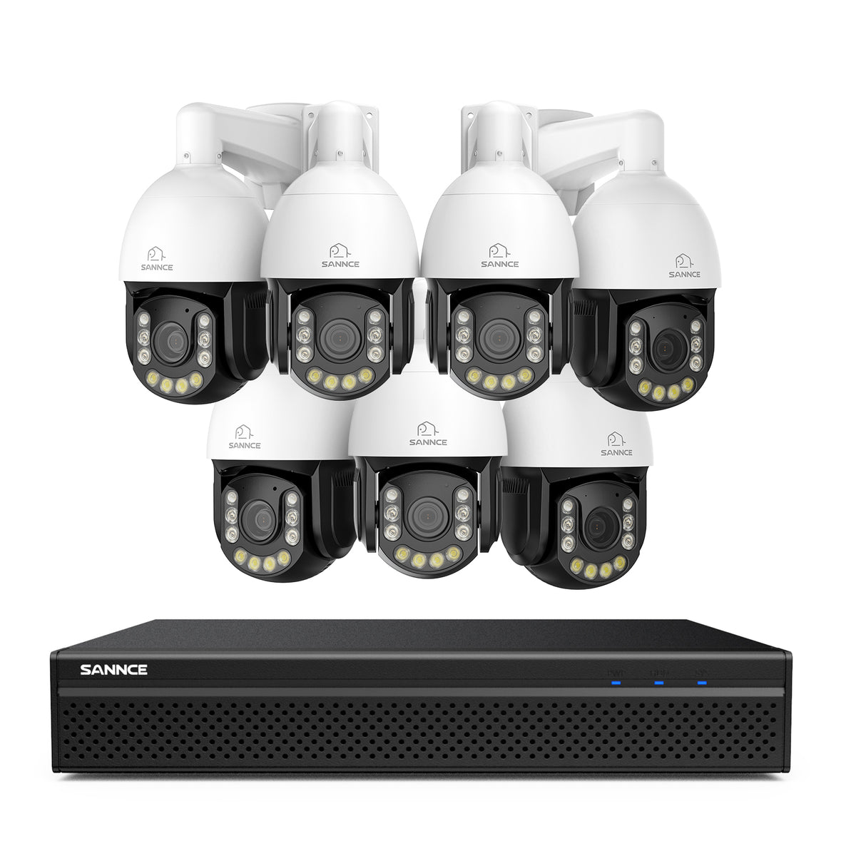 4K 8-Channel PoE Security NVR System with 7PCS 8MP 20X PTZ Camera, Auto Tracking, Two-Way Audio, Color Night Vision