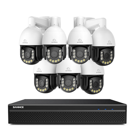 4K 8-Channel PoE Security NVR System with 7PCS 8MP 20X PTZ Camera, Auto Tracking, Two-Way Audio, Color Night Vision