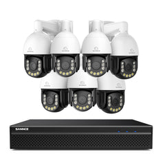 4K 8-Channel PoE Security NVR System with 7PCS 8MP 20X PTZ Camera, Auto Tracking, Two-Way Audio, Color Night Vision