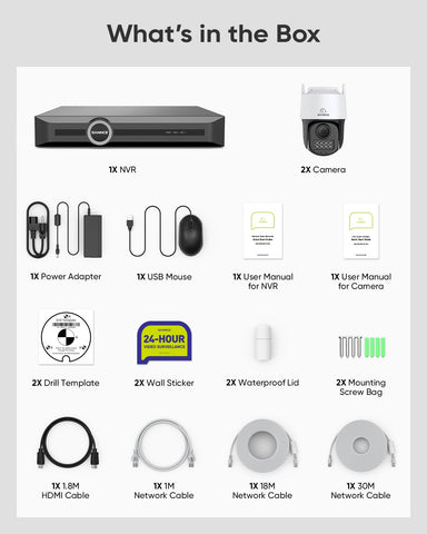 ER500 - 5MP 8 Channel PoE Security System, 6MP NVR + PT IP Cameras, S+265., AI Human & Vehicle Detection, Smart Playback, Smart Notification with Image Attached
