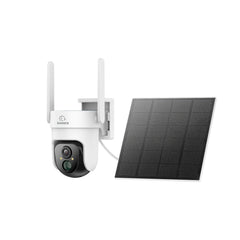 2PCS 4G LTE Cellular Wireless Outdoor Security Camera, Battery & Solar Powered, 3MP Dual Light Night Vision, 355° Pan & 90° Tilt, Two-Way Audio, SIM & Micro SD Card (32 GB) Included, Cloud & Max. 128 GB Local Storage