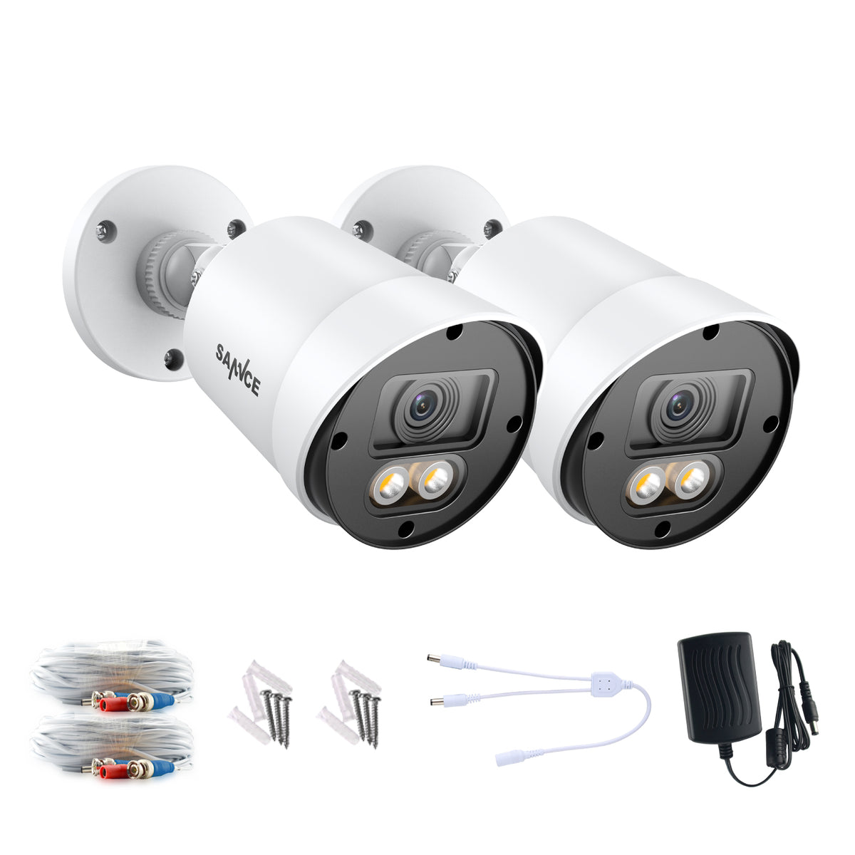 SANNCE Full Color Night Vision 1080P TVI Bullet Wired Security Camera, 2 Warm Lights, IP66 Weatherproof for Indoor Outdoor, 100ft Clear Full Color Night Vision, No Power Supply