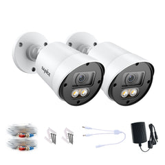 SANNCE Full Color Night Vision 1080P TVI Bullet Wired Security Camera, 2 Warm Lights, IP66 Weatherproof for Indoor Outdoor, 100ft Clear Full Color Night Vision, No Power Supply