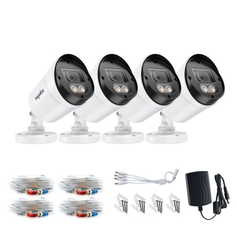 SANNCE Full Color Night Vision 1080P TVI Bullet Wired Security Camera, 2 Warm Lights, IP66 Weatherproof for Indoor Outdoor, 100ft Clear Full Color Night Vision, No Power Supply