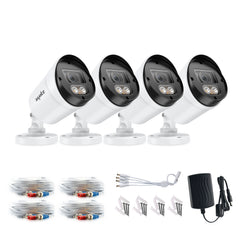 SANNCE Full Color Night Vision 1080P TVI Bullet Wired Security Camera, 2 Warm Lights, IP66 Weatherproof for Indoor Outdoor, 100ft Clear Full Color Night Vision, No Power Supply