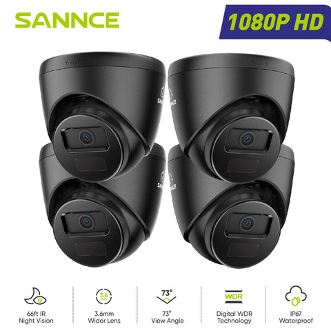 2MP 4pcs Outdoor Bullet CCTV Cameras, Smart Human / Vehicle / Motion Detection(4-Pack)