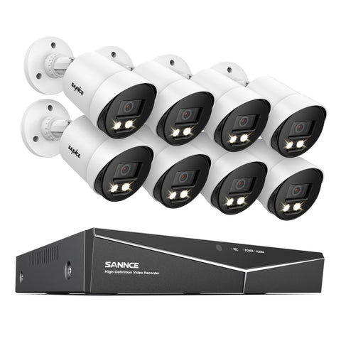 8 Channel 1080P Full-Color Security Camera System - Hybrid DVR, 8PCS Warm-Light Cameras, Outdoor & Indoor, Smart Motion Detection, Remote Access