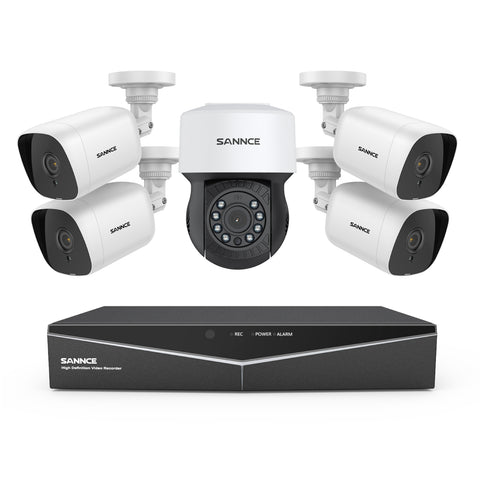 1080P 8 Channel PT Security Camera System - Hybrid 5-in-1 DVR, Pan & Tilt CCTV Camera, 100 ft Night Vision, Motion Detection, Outdoor, Waterproof