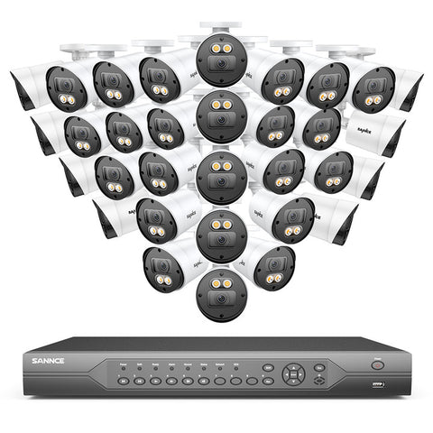 SANNCE CCTV Security Camera System 5MP Colour Night Vision, 32 Channel DVR Digital Video Recorder 5MP with Hard Drive, 32 PCS 1080P Surveillance Bullet Cameras Outdoor IP66, Motion Detection