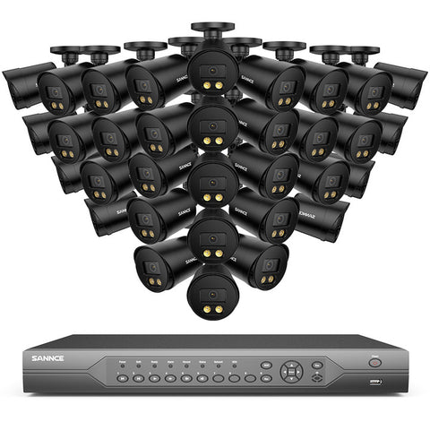 SANNCE CCTV Security Camera System 5MP Colour Night Vision, 32 Channel DVR Digital Video Recorder 5MP with Hard Drive, 32 PCS 1080P Surveillance Bullet Cameras Outdoor IP66, Motion Detection