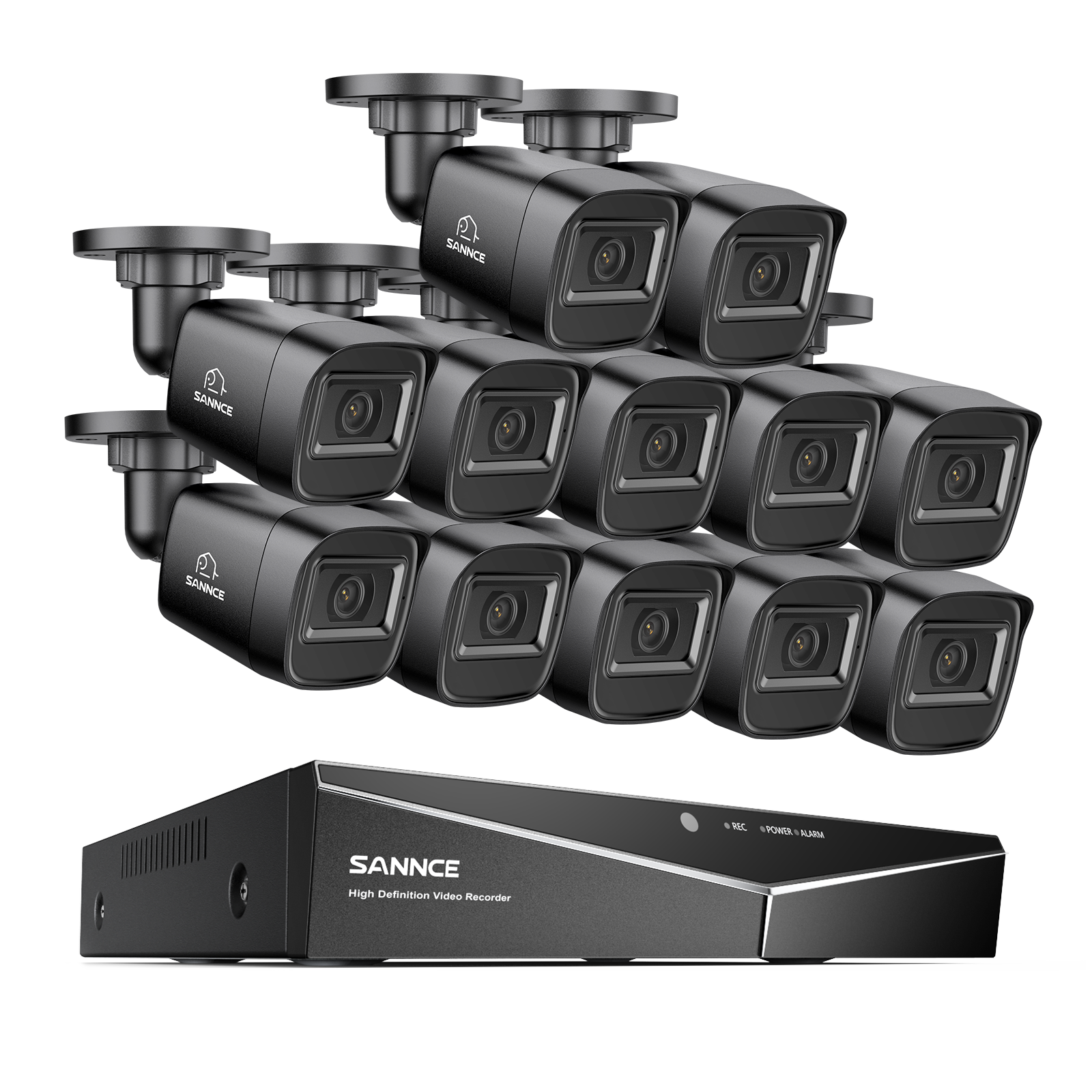 1080p 16 Channel 12 Camera Outdoor Wired Security System, Smart Motion Detection, 100 ft Infrared Night Vision, IP67 Weatherproof