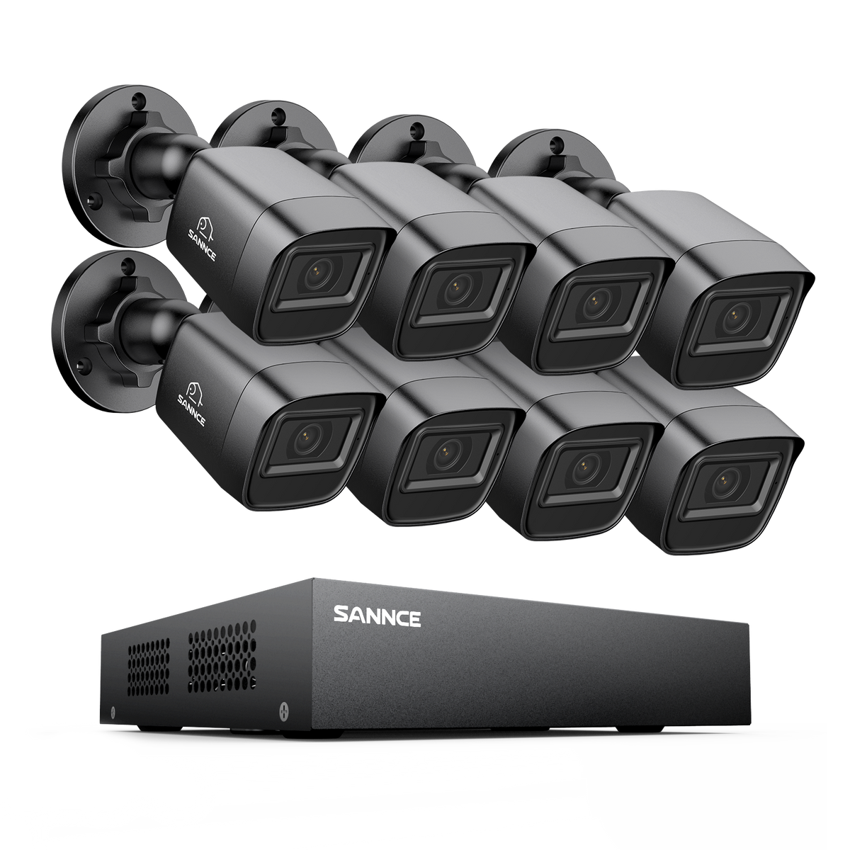 8 Channel 1080P Wired Security Camera System - Hybrid DVR, 8pcs 2MP Bullet Cameras, Outdoor & Indoor, Smart Motion Detection, Remote Access