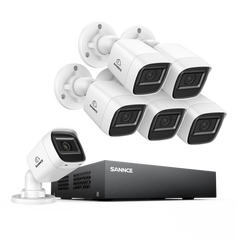 8 Channel 1080P Wired Security Camera System - Hybrid DVR, 6pcs 2MP Bullet Cameras, Outdoor & Indoor, Smart Motion Detection, Remote Access