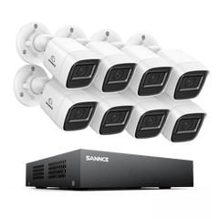 8 Channel 5MP Wired Security Camera System - Hybrid DVR, 8pcs 2MP Bullet Cameras, Outdoor & Indoor, Smart Motion Detection, Remote Access