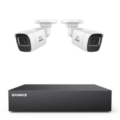 8 Channel 5MP Wired Security Camera System - Hybrid DVR, 2pcs 2MP Bullet Cameras, Outdoor & Indoor, Smart Motion Detection, Remote Access