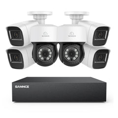 5MP 8 Channel PT Security Camera System - Hybrid 5-in-1 DVR, Pan & Tilt CCTV Camera, 100 ft Night Vision, Motion Detection, Outdoor, Waterproof
