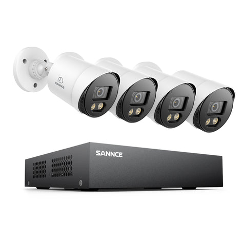 8 Channel 1080P Full-Color Security Camera System - Hybrid DVR, 4PCS Warm-Light Cameras, Outdoor & Indoor, Smart Motion Detection, Remote Access