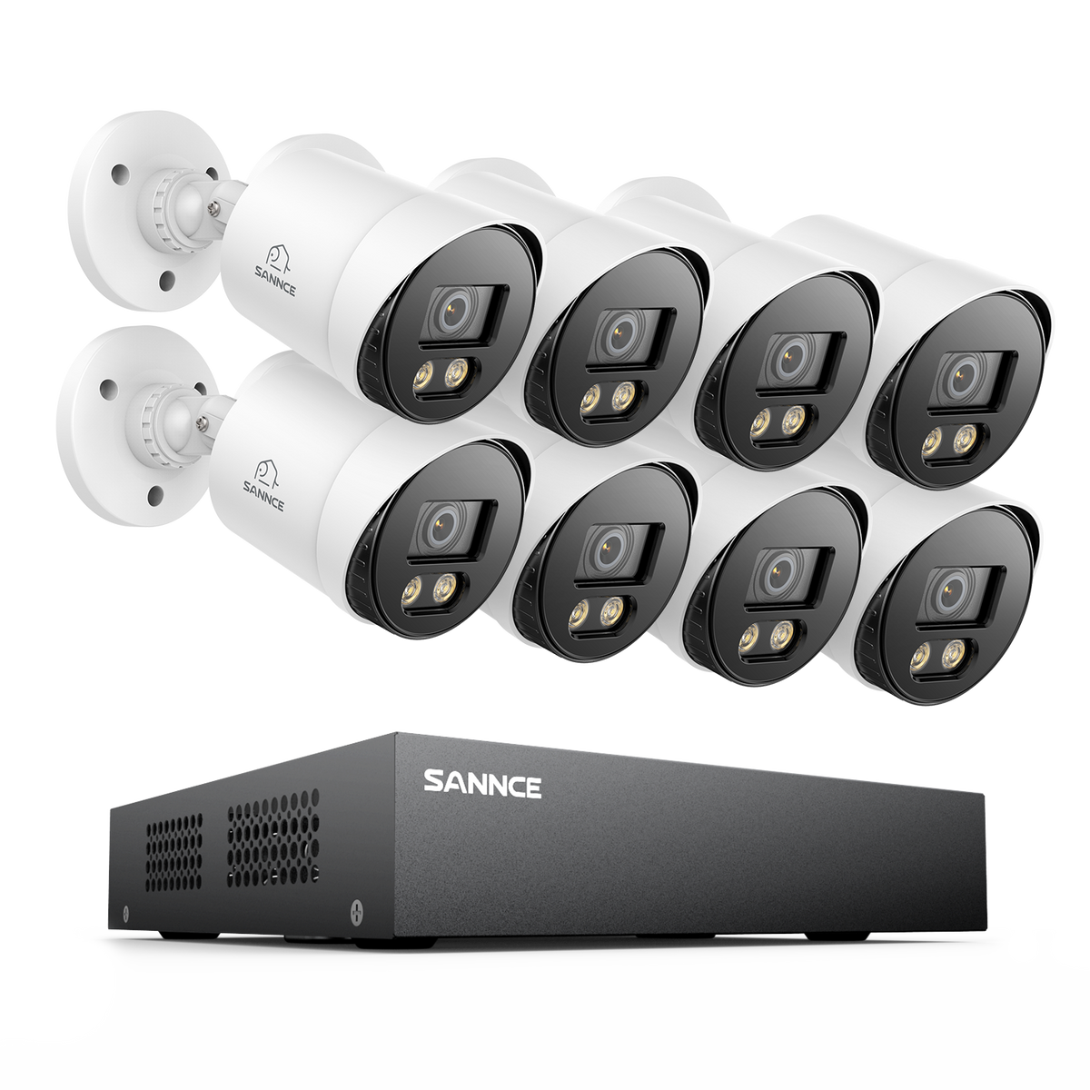 8 Channel 1080P Full-Color Security Camera System - Hybrid DVR, 8PCS Warm-Light Cameras, Outdoor & Indoor, Smart Motion Detection, Remote Access