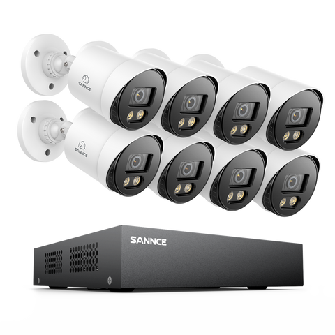 8 Channel 1080P Full-Color Security Camera System - Hybrid DVR, 8PCS Warm-Light Cameras, Outdoor & Indoor, Smart Motion Detection, Remote Access
