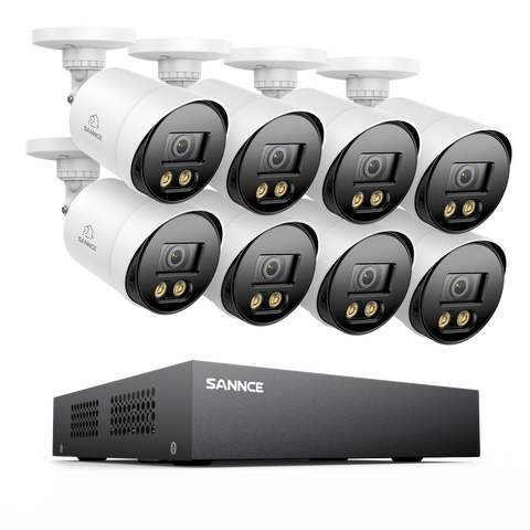 8 Channel 1080P Full-Color Security Camera System - Hybrid DVR, 8PCS Warm-Light Cameras, Outdoor & Indoor, Smart Motion Detection, Remote Access