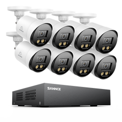 8 Channel 1080P Full-Color Security Camera System - Hybrid DVR, 8PCS Warm-Light Cameras, Outdoor & Indoor, Smart Motion Detection, Remote Access