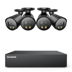 8 Channel 5MP Full-Color Security Camera System - Hybrid DVR, 4PCS Warm-Light Cameras, Outdoor & Indoor, Smart Motion Detection, Remote Access