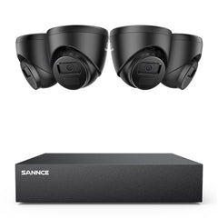 8 Channel 1080P Wired Security Camera System - Hybrid DVR, 4pcs 2MP Turret Cameras, Outdoor & Indoor, Smart Motion Detection, Remote Access