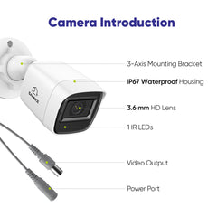 5MP 8-Channel Wired Security DVR System with 8pcs 2MP Outdoor Bullet CCTV Cameras, Smart Human / Vehicle / Motion Detection