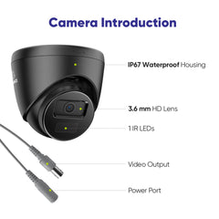 8 Channel 1080P Wired Security Camera System - Hybrid DVR, 4pcs 2MP Turret Cameras, Outdoor & Indoor, Smart Motion Detection, Remote Access