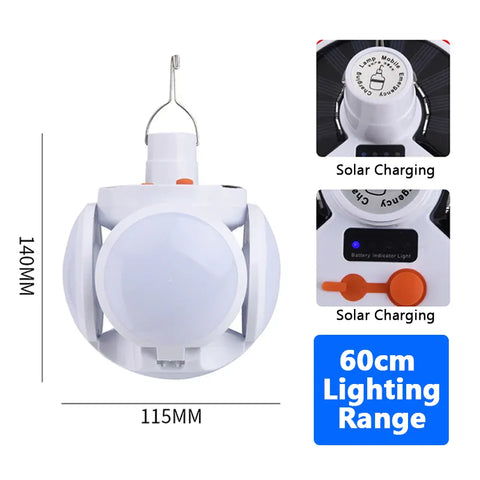 Outdoor Football LED Light - Portable Folding Bulb, Solar Powered, Multi-scene, Emergency Charging Night Lamp, Waterproof, Rechargeable