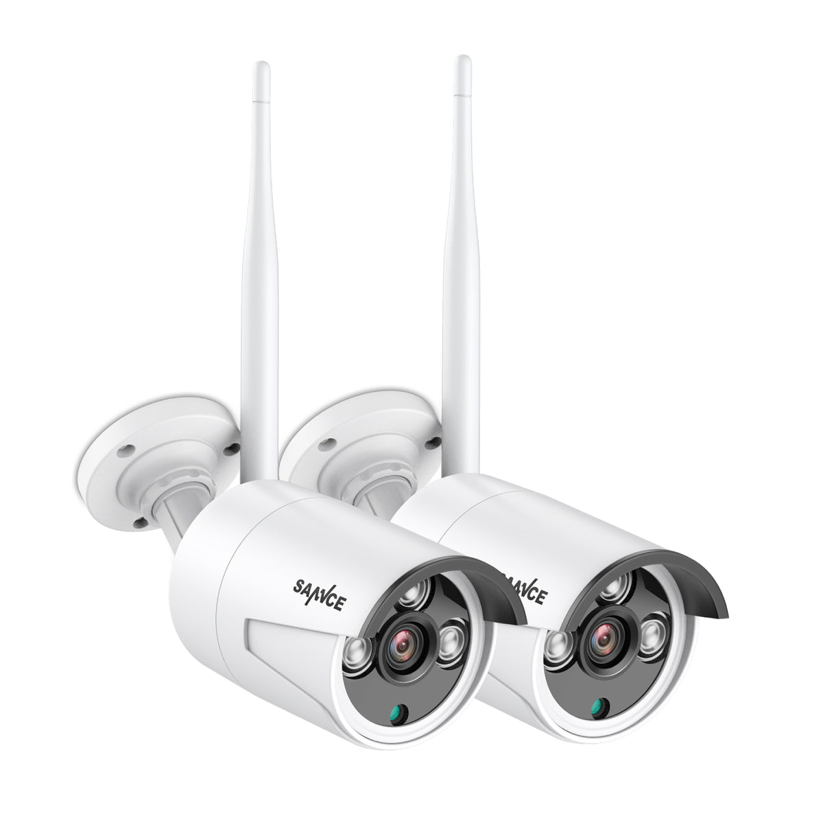 3MP Wireless Security Camera, 2Pcs WiFi IP Cameras for SANNCE N48WHE NVR, AI Human Detection, Work with Alexa, 100ft Night Vision, Remote Access & Smart Motion Alerts