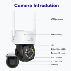 10 Channel NVR w/5MP Wireless Pan & Tilt Security Camera System, 10.1" LCD Monitor, 6 PCS PT Dome IP Cameras, Full-Colour Night Vision, Smart Auto Tracking, Two-Way Voice Intercom, Customized Motion Areas, Work with Alexa
