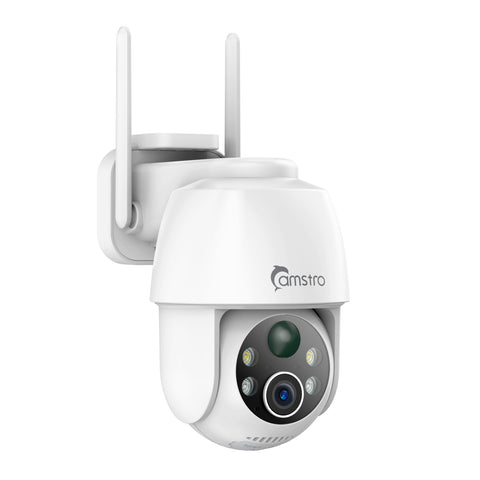 Camstro 3MP Outdoor Solar Powered Battery Security IP Cameras, 5200mAh Rechargeable Battery, 130¡ã Ultra Wide Angle, Color Night Vision, Human & Vehicle Smart Detection, Two-Way Audio, Works with Alexa & Google