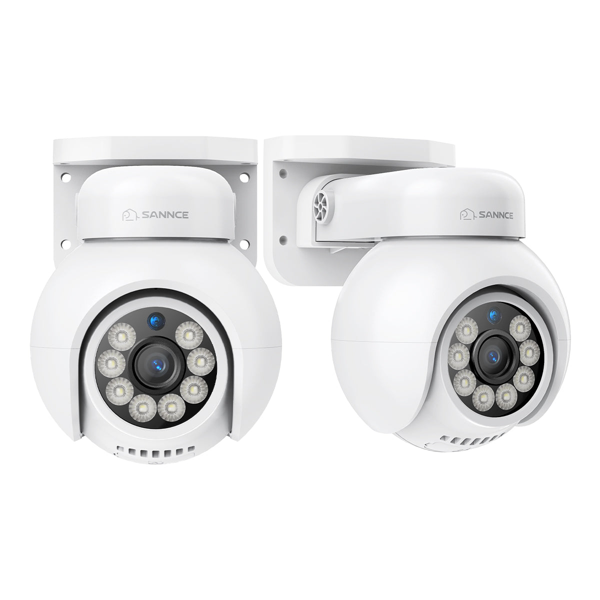 2PCS 4K UHD PoE Security Outdoor PT IP Camera - Pan & Tilt, AI Vehicle Detection, Two-way Audio, Up to 256GB microSD Card Storage, ONVIF Compliant, Compatible with SANNCE N98PBD/N96PBK