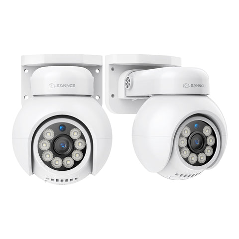 2PCS 4K UHD PoE Security Outdoor PT IP Camera - Pan & Tilt, AI Vehicle Detection, Two-way Audio, Up to 256GB microSD Card Storage, ONVIF Compliant, Compatible with SANNCE N98PBD/N96PBK