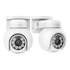 2PCS 4K UHD PoE Security Outdoor PT IP Camera - Pan & Tilt, AI Vehicle Detection, Two-way Audio, Up to 256GB microSD Card Storage, ONVIF Compliant, Compatible with SANNCE N98PBD/N96PBK