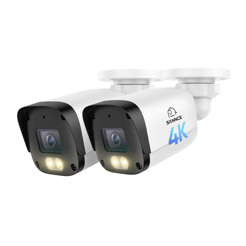 4K 8MP Super HD PoE Security Outdoor IP Camera - Smart Person/Vehicle Alerts, Dual-Light Color Night Vision, Audio Recording, work with SANNCE N98PBN (2-Pack)