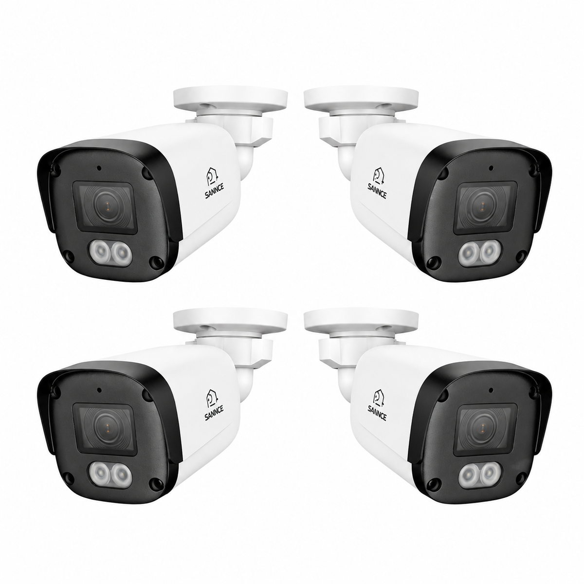 FX800 - 4Pcs 4K PoE Security Camera w/ Audio, SD Card Slot, AI Detection, Wider-Angle, Dual-Light Color Night Vision, IP67 Waterproof