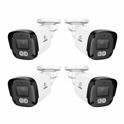 FX800 - 4Pcs 4K PoE Security Camera w/ Audio, SD Card Slot, AI Detection, Wider-Angle, Dual-Light Color Night Vision, IP67 Waterproof