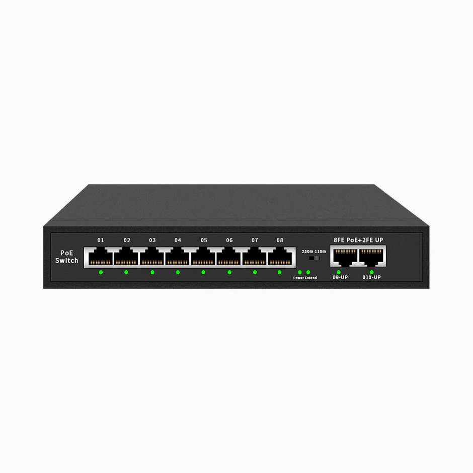 8-Port Gigabit Ethernet PoE Switch with Metal Casing, Desktop or