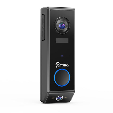 Camstro 2K+1080P Smart Video Doorbell, Two-Way Audio, Customised Human Detection, Day Night Vision, 5200mAh Rechargeable Battery, Support TF Card & Cloud Storage, Work with Alexa and Google Assistant