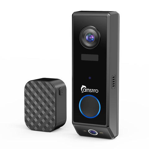 Camstro 2K+1080P Smart Video Doorbell, Two-Way Audio, Customised Human Detection, Day Night Vision, 5200mAh Rechargeable Battery, Support TF Card & Cloud Storage, Work with Alexa and Google Assistant