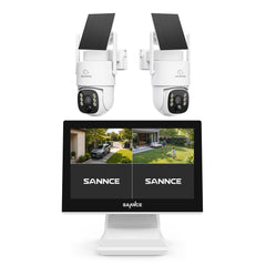 4CH 4MP Solar Wireless Security Camera System with 10.1" NVR Monitor & 2 Solar PTZ Outdoor Cameras, PIR Human Detection, 8000mAh Battery, Color Night Vision, Two-Way Audio