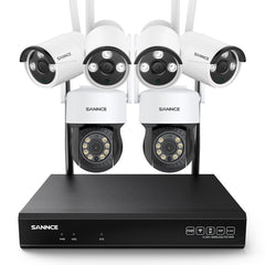 8MP 10-Channel Wireless PT & Bullet Security Camera System, Pan & Tilt, Two-Way Audio, IP66 Waterproof, Smart AI Human Detection, Work With Alexa