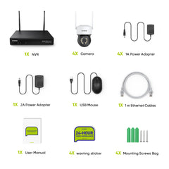 8MP 10-Channel 8 PCS Wireless PT Security Camera System, Pan & Tilt, Two-Way Audio, IP66 Waterproof, Smart AI Human Detection, Work With Alexa