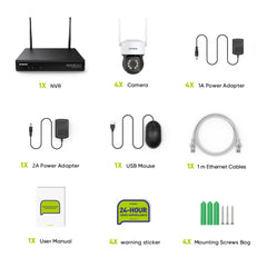 8MP 10-Channel 6 PCS Wireless PT Security Camera System, Pan & Tilt, Two-Way Audio, IP66 Waterproof, Smart AI Human Detection, Work With Alexa
