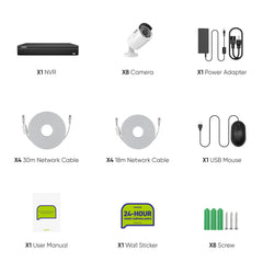 16 Channel 4K PoE Security Camera System, 2TB HDD, 4K NVR & 5MP Outdoor PoE IP Cameras, ONVIF Supported, H.265, Audio Recording, Human/Vehicle Detection